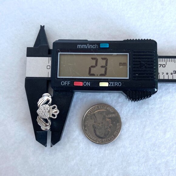 Milor Sterling Silver 925 Italy Pave Cubic Zirconia Heart Claddagh Band Ring - Picture 15 of 15